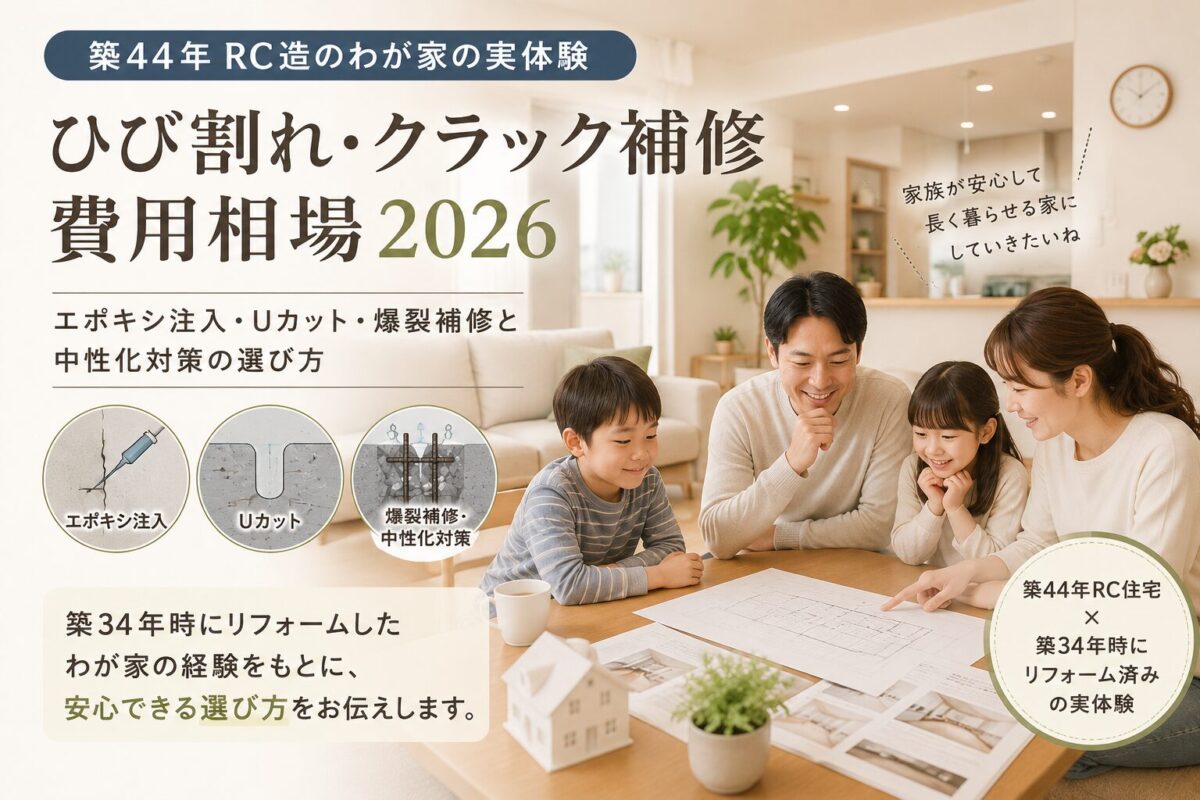 RC造のひび割れ・クラック補修費用相場2026｜エポキシ注入・Uカット